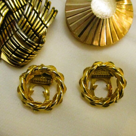 VINTAGE Gold Dress Scarf Clip Lot: Signed Germany Lieba West Germany Convertible - Picture 5 of 12